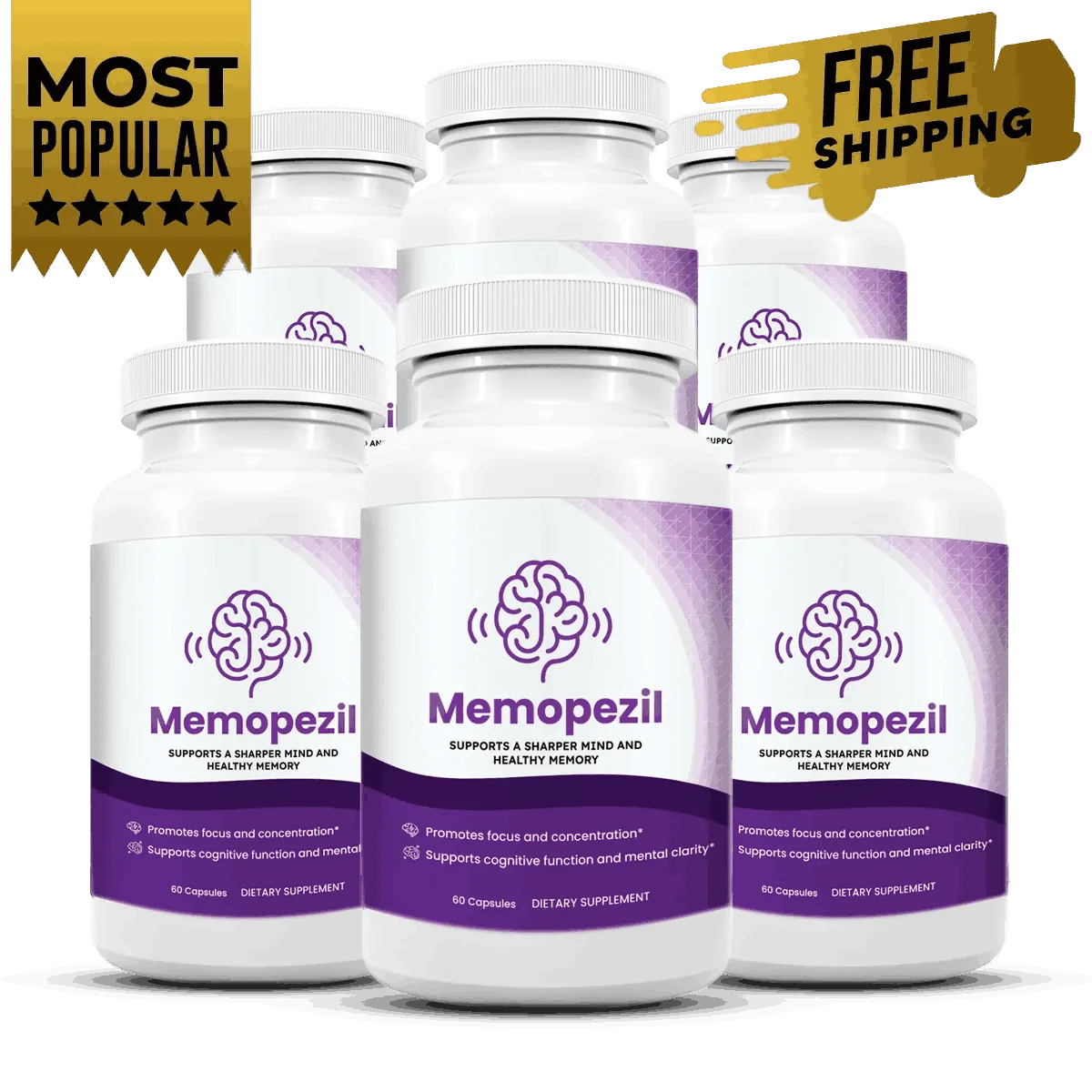 Memopezil memory support supplement bottles